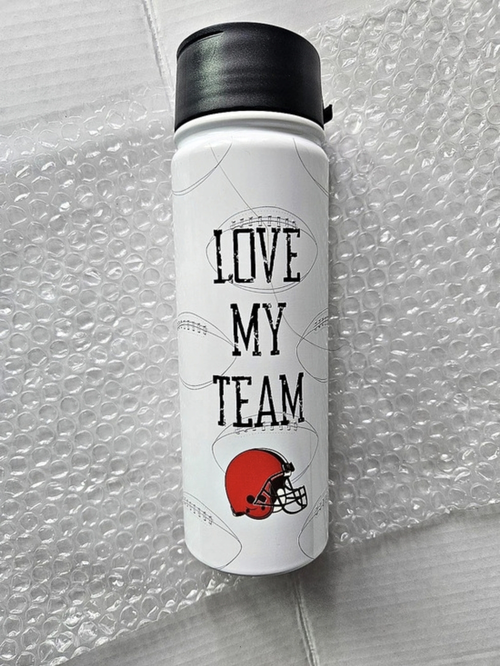 NFL Cleveland Browns Love My Team 20oz Double Walled Tumbler White & Black